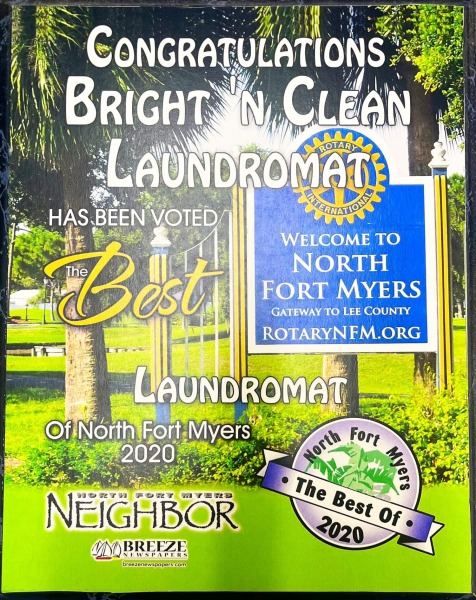 Best Laundromat of North Fort Myers 2020 award plaque, North Fort Myers Neighbor