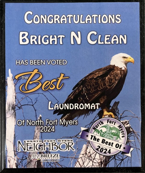 Best Laundromat of North Fort Myers 2024 award plaque, North Fort Myers Neighbor