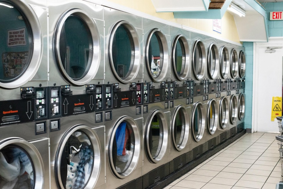Stacked dryers along the wall