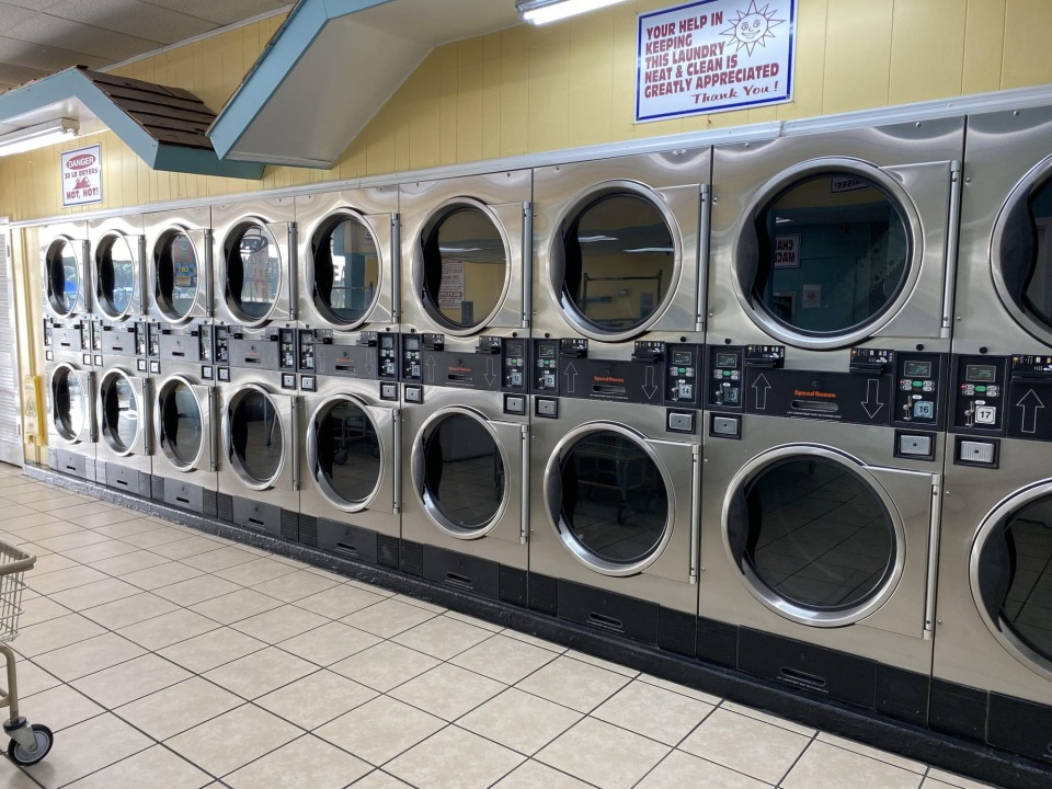 Wall of stacked dryers