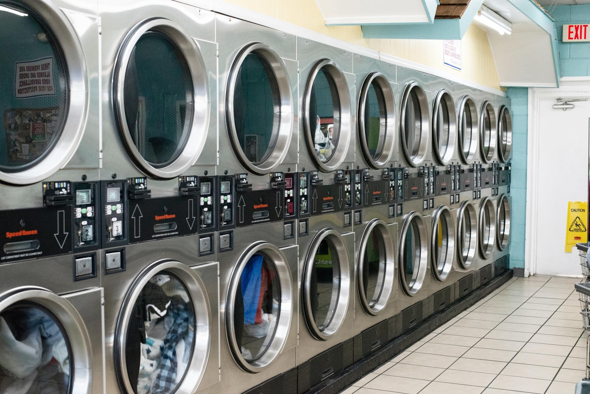 Wall of stacked dryers